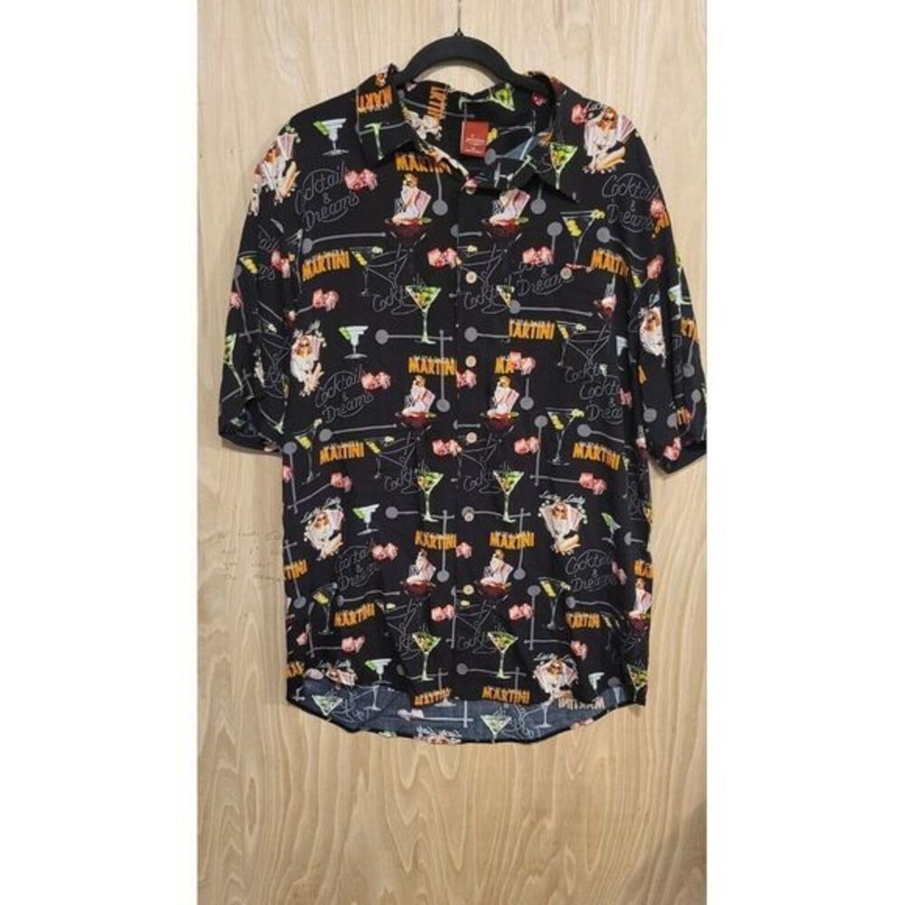 Junction West Mens XL Black Martini Pin Up Girl Cocktails & Dreams Retro Vintage